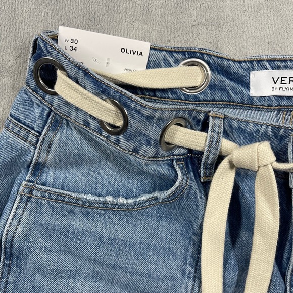 Vervet by Flying Monkey Olivia High Rise Wide Leg Jeans W30 L34 Blue Denim NEW - Picture 10 of 12